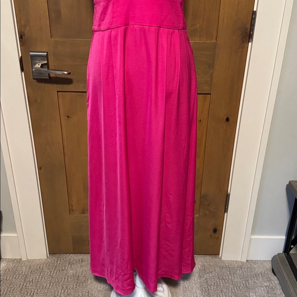 NWT BANANA REPUBLIC Pink Halter Tie Maxi Dress Women 6P Cocktail Silky Deep V - Picture 8 of 15